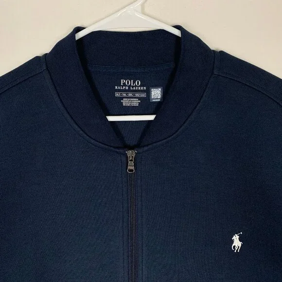 Polo Ralph Lauren Double Knit Bomber Jacket Men's XLT Navy Blue